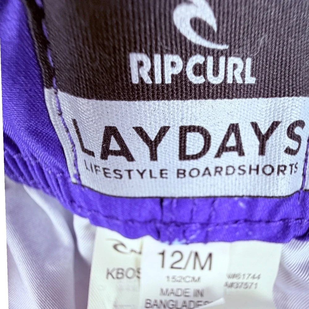 Rip Curl Laydays Lifestyle Boardshorts Purple Tropical Palm Tree Swim Trunks 12M